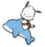 Pochacco riding a dolphin avatar